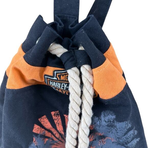 Harley Davidson Bahamas rope drawstring duffel bag canvas tote biker motorcycle - Picture 3 of 15